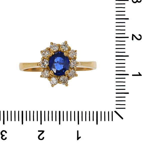 Ring, 14K, Gelbgold, Saphir, Brillant, Saphir
