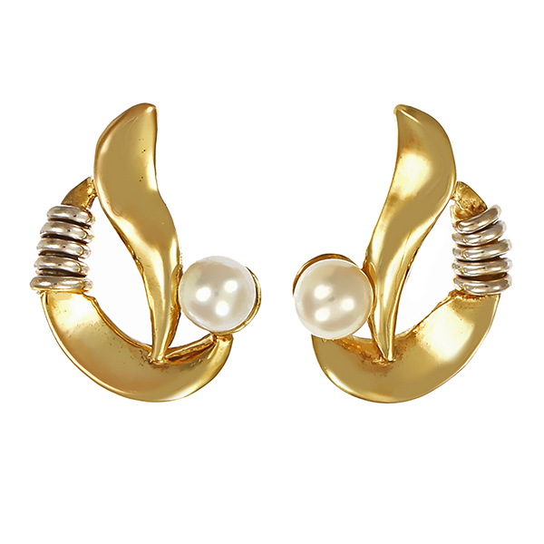 Ohrstecker, 8K, Gelb-/Weißgold, Perlen