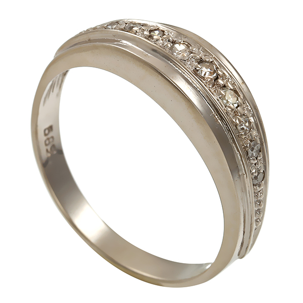 Ring, 14K, Weißgold, Diamanten