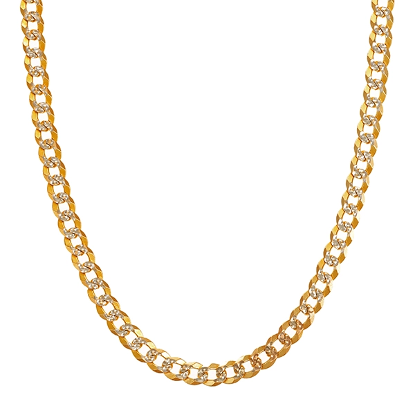 Kette, 14K, Gelb-/Weißgold, Panzer-