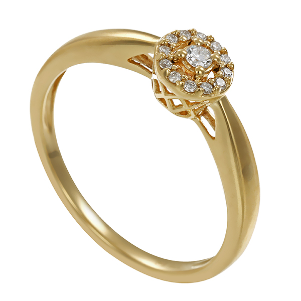 Ring, 9K, Gelbgold, Diamant, Brillanten 