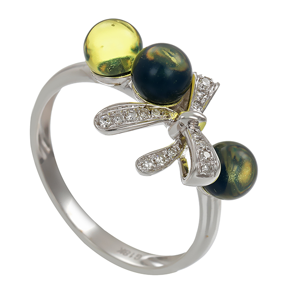 Ring, 18K, Weißgold, Diamanten, Schmucksteine 