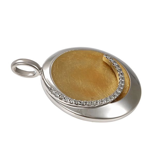 Anhänger, 14K, Gelb-/Weißgold, Brillanten