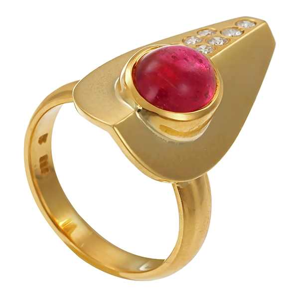 Ring, 14K, Gelbgold, Brillant, Turmalin
