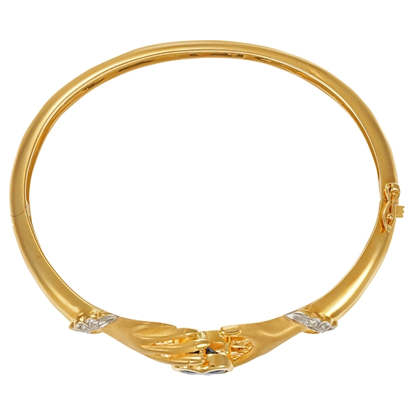 Armreif, 18K, Gelbgold, Brillant, synth. Saphir