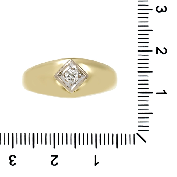 Herrenring, 14K, Gelb-/Weißgold, Brillant