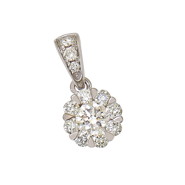 Anhänger, 14K, Weißgold, Brillanten