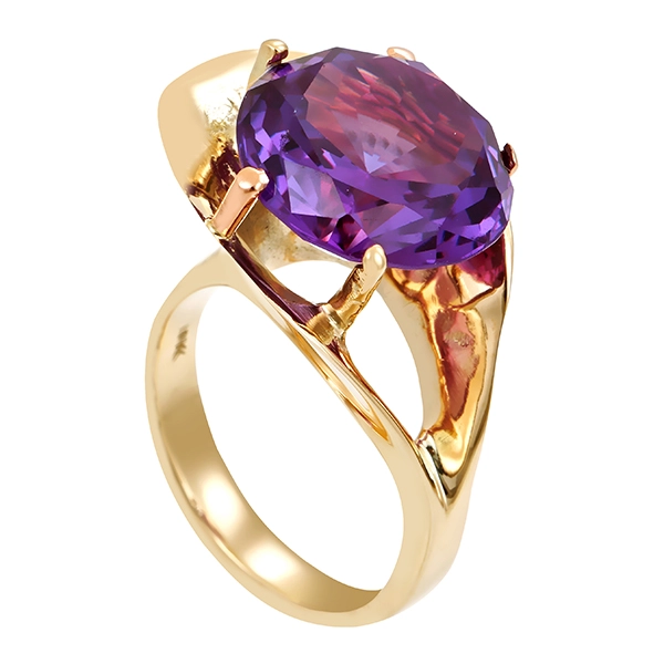 Ring, 14K, Gelbgold, synthetischer Korund