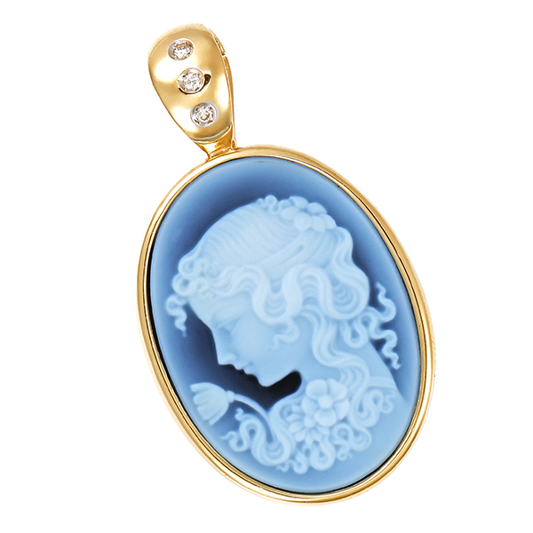 Anhänger, 14K, Gelbgold, Brillant, Gemme
