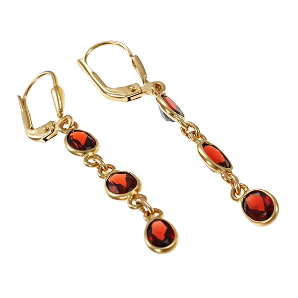Ohrhänger, 14K, Gelbgold, Granate, Ohrhänger