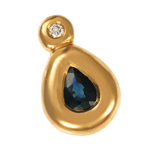 Anhänger, 14K, Gelbgold, Brillant, Saphir