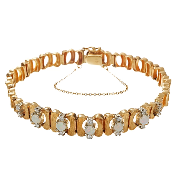 Armband, 14K, Gelb-/Weißgold, Opale, Brillanten