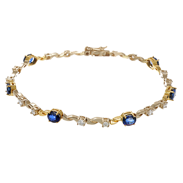 Armband, 18K, Gelbgold, Saphire, Brillanten