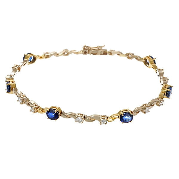 Armband, 18K, Gelbgold, Saphire, Brillanten