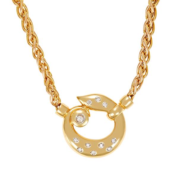 Collier, 14K, Gelbgold, Brillanten