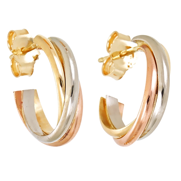 Steckcreolen, 14K, Rot-/Gelb-/Weißgold