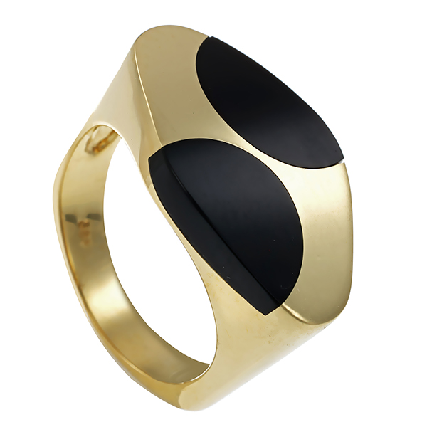 Ring, 14K, Gelbgold, Onyx