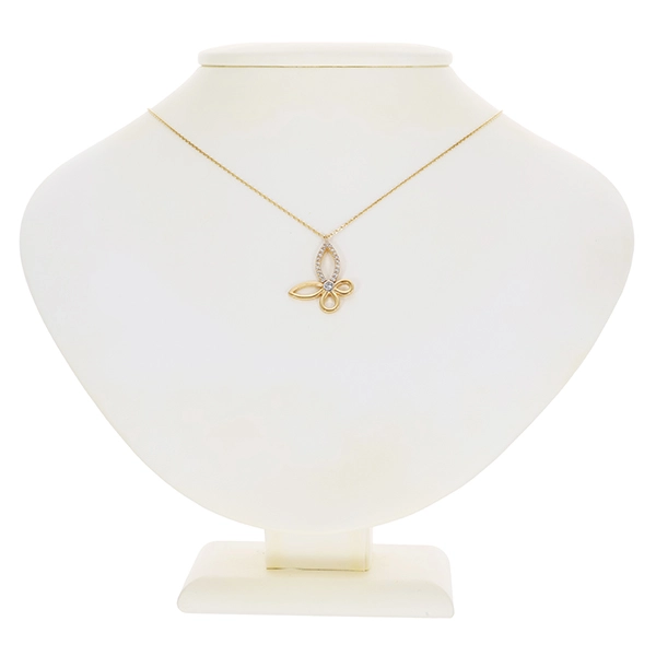 Collier, 14K, Gelbgold, Zirkonia, Schmetterling