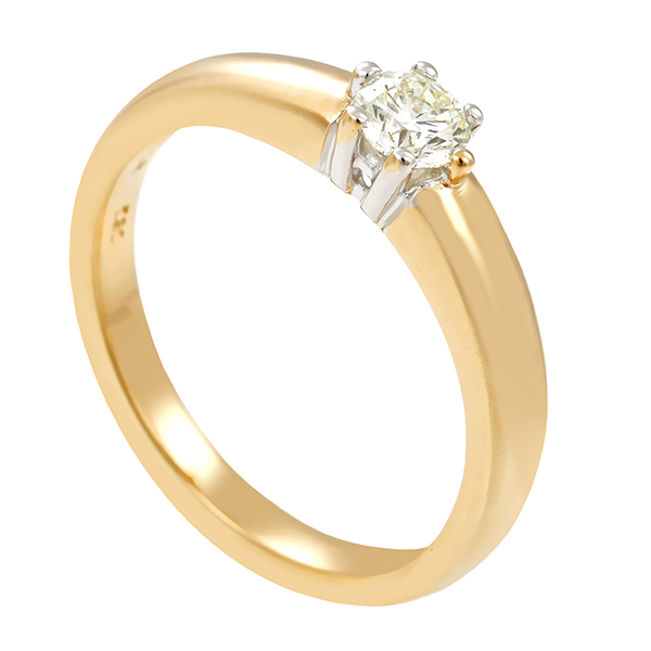 Diamantring, 14K, Gelb-/Weißgold, Brillant 0,30 ct