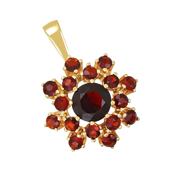 Anhänger, 14K, Gelbgold, Granat