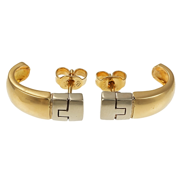 Steckcreolen, 14K, Gelb-/Weißgold