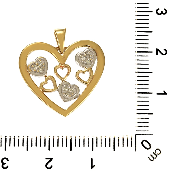 Anhänger, 8K, Gelb-/Weißgold, Diamanten, Herz