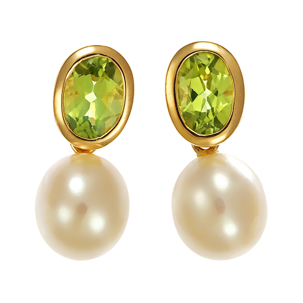 Steckhänger, 14K, Gelbgold, Peridot, Perlen