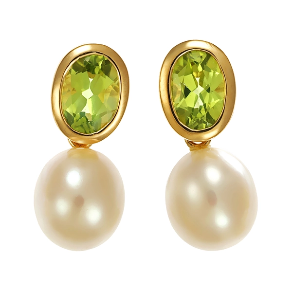 Steckhänger, 14K, Gelbgold, Peridot, Perlen