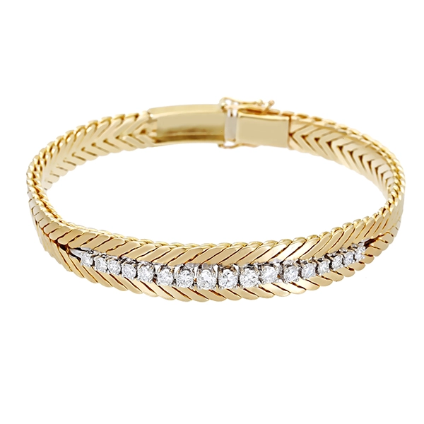 Armband, 14K, Gelbgold, Brillanten