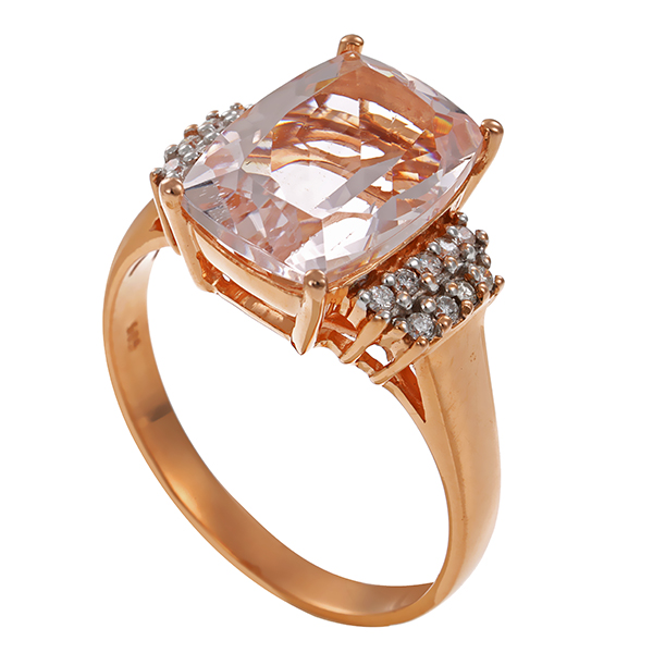 Ring, 14K, Rotgold, Morganit, Brillanten