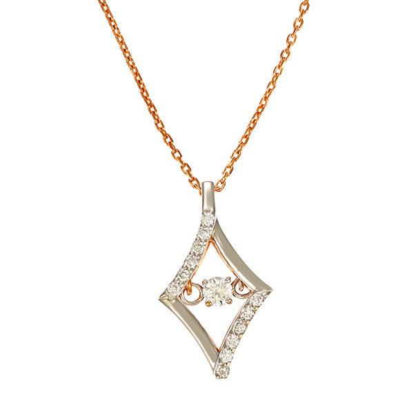 Collier, 14K, Weiß-/Rotgold, Brillanten