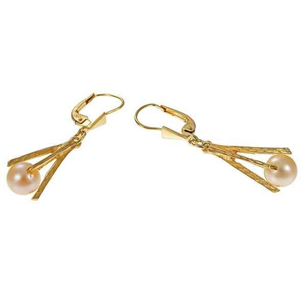 Ohrhänger, 14K, Gelbgold, Perlen