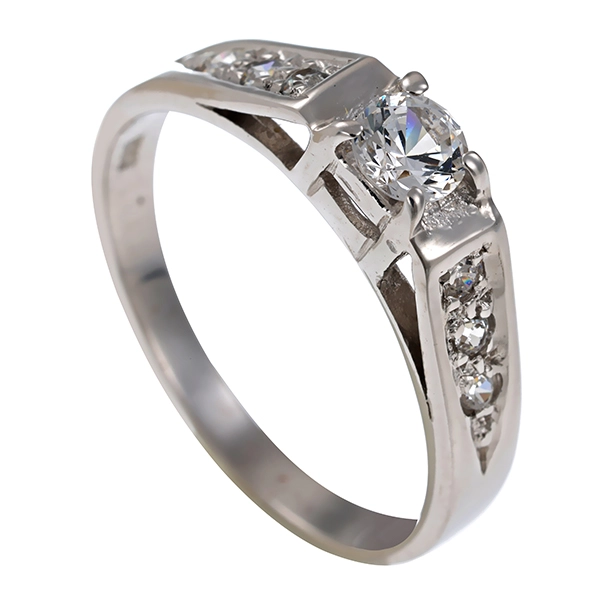Ring, 14K, Weißgold, Zirkonia