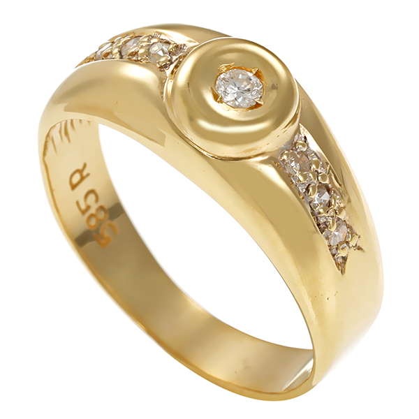 Diamantring, 14K, Gelbgold, Diamanten, Brillant