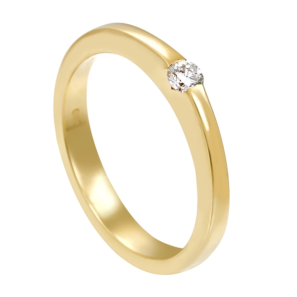 Diamantring, 14K, Gelbgold, Brillant 0,10 ct