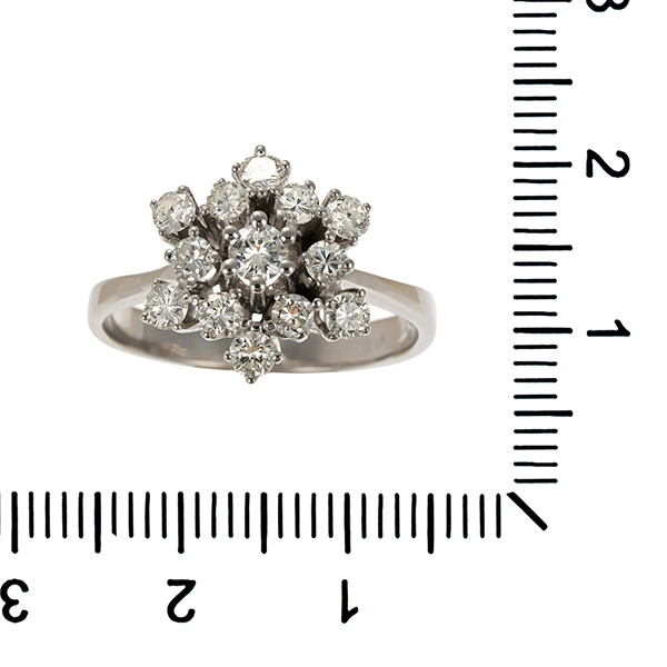 Ring, 14K, Weißgold, Brillanten