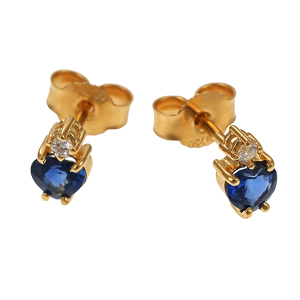 Ohrstecker, 18K, Gelbgold, Saphire, Brillanten