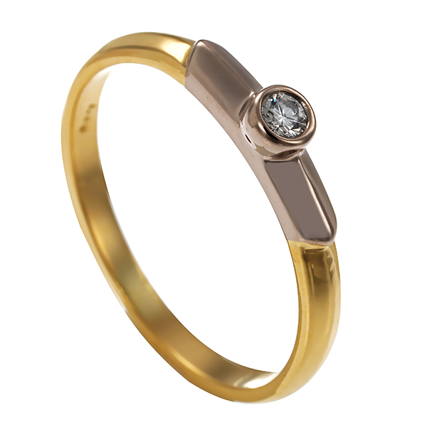 Diamantring, 18K, Gelb-/Weißgold, Brillant