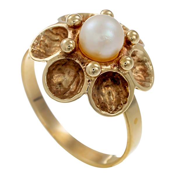 Ring, 8K, Gelbgold, Perle