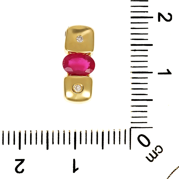 Anhänger, 14K, Gelbgold, Rubin, Brillant