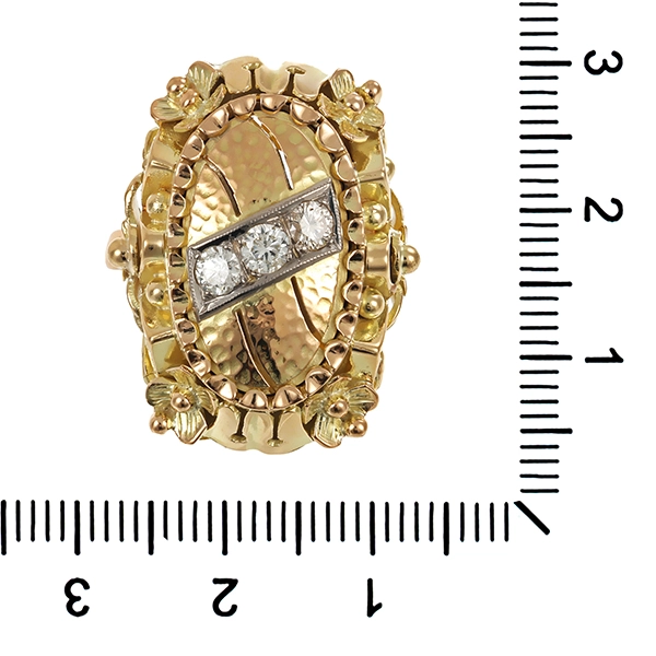 Ring, 14K, Gelb-/Weißgold, Brillanten