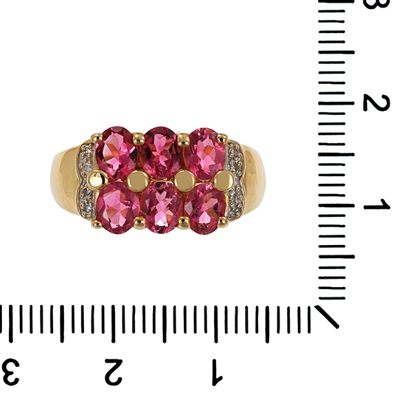 Ring, 9K, Gelb-/Weißgold, Turmaline, Diamanten