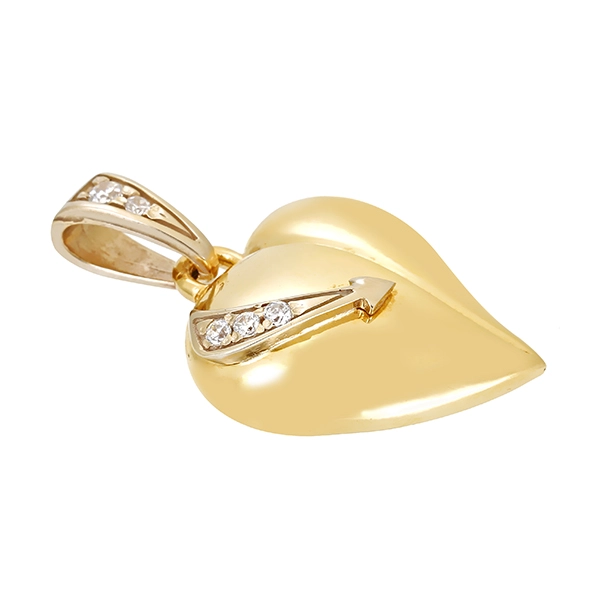 Anhänger, 18K, Gelb-/Weißgold, Zirkonia, Herz