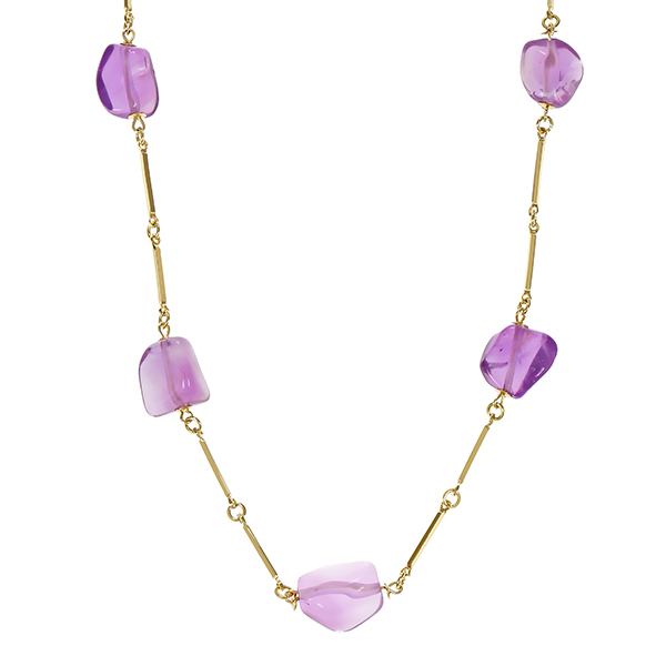 Collier, 14K, Gelbgold, Amethyste, L45cm