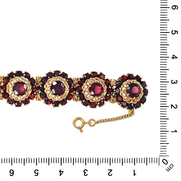 Armband, 14K, Gelbgold, Granat