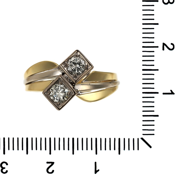Diamantring, 14K, Gelb-/Weißgold, Brillanten 0,45 ct
