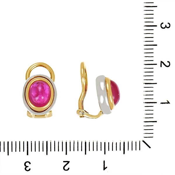 Ohrclipse, 18K, Gelb-/Weißgold, Rubine