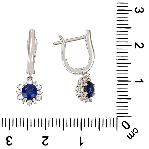 Ohrhänger, 18K, Weißgold, Saphire, Brillanten, 0,23ct
