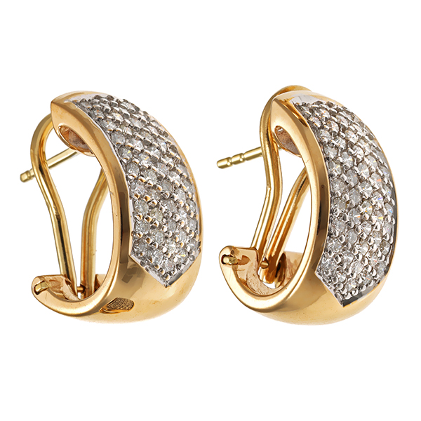 Clip-Stecker, 14K, Gelb-/Weißgold, Brillanten 1,00 ct