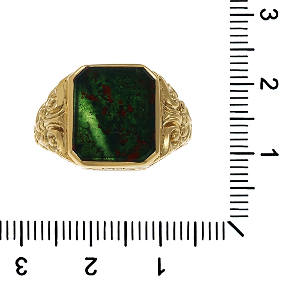 Herrenring, 14K, Gelbgold, Heliotrop